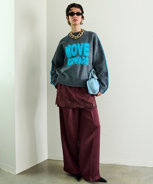 MAISON SPECIAL（メゾンスペシャル）の「MOVE FORWARD logo knit/MOVE FORWARDロゴニット（ニット/セーター・レディース・アイボリー/グレー/ライム/レッド・FREE）」の8枚目の写真