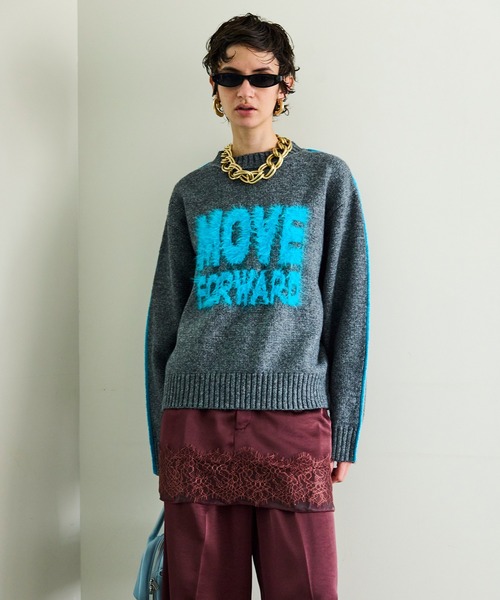 MAISON SPECIAL（メゾンスペシャル）の「MOVE FORWARD logo knit/MOVE FORWARDロゴニット（ニット/セーター・レディース・アイボリー/グレー/ライム/レッド・FREE）」の14枚目の写真