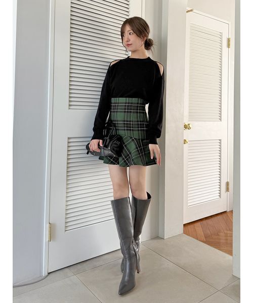 SNIDEL（スナイデル）の「ヘムフレアスカート（その他パンツ・レディース・ブラック/マルチ/チェック・0/1）」の6枚目の写真