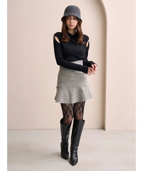 SNIDEL（スナイデル）の「ヘムフレアスカート（その他パンツ・レディース・ブラック/マルチ/チェック・0/1）」の10枚目の写真