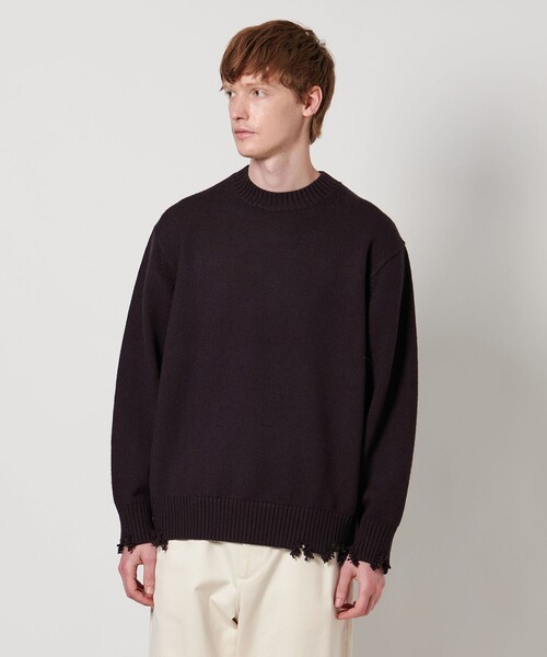 LOEFF＞5ゲージ ダメージ ニット プルオーバー UNISEX（ニット