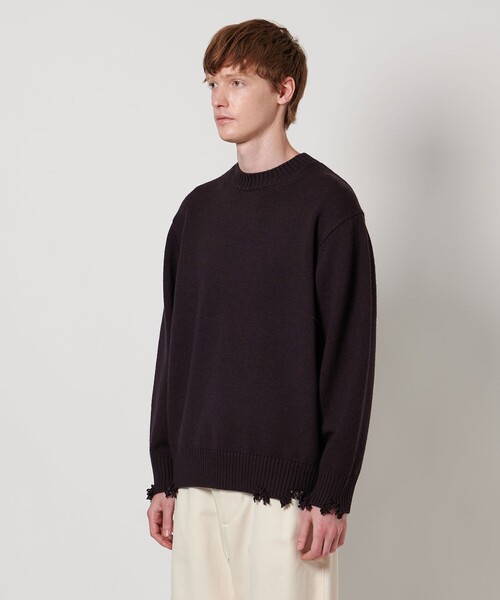 LOEFF(ロエフ)の「<LOEFF>5ゲージ ダメージ ニット プルオーバー UNISEX(ニット/セーター・レディース・ブラック/ダークブラウン・2/0/1)」の20枚目の写真