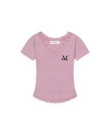 Tシャツ/カットソー（パープル/紫色系・Vネック）ファッション通販