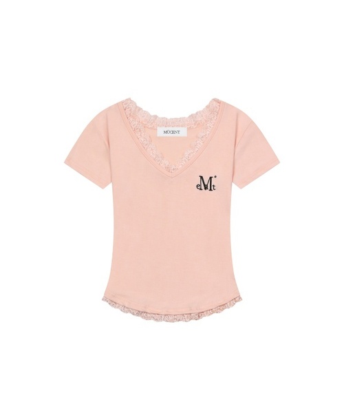 MUCENT シエラホピハート サニアレースVネック半袖T グレー まとめ売り セール】サニアレースVネック半袖Tシャツ（6カラー）（Tシャツ