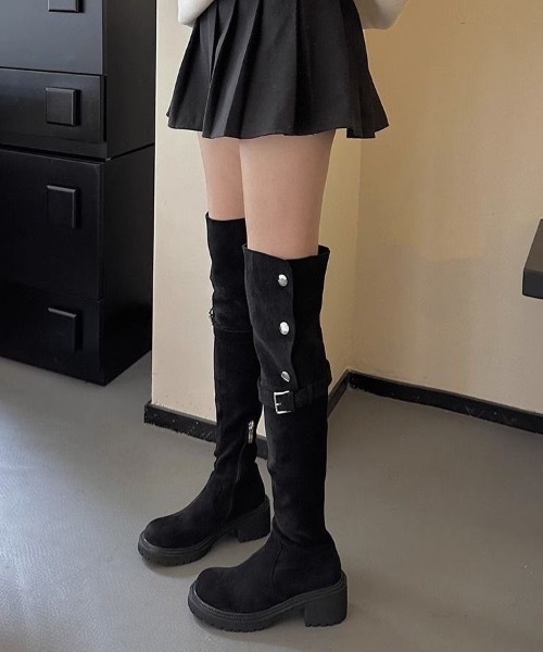 SHEPP(シープ)の「【2WAY・美脚】トラックソールスエードニーハイブーツ(ブーツ・レディース・ブラック/ブラウン・M/L)」の20枚目の写真
