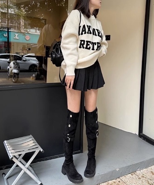 SHEPP(シープ)の「【2WAY・美脚】トラックソールスエードニーハイブーツ(ブーツ・レディース・ブラック/ブラウン・M/L)」の21枚目の写真