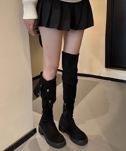 SHEPP(シープ)の「【2WAY・美脚】トラックソールスエードニーハイブーツ(ブーツ・レディース・ブラック/ブラウン・M/L)」の22枚目の写真