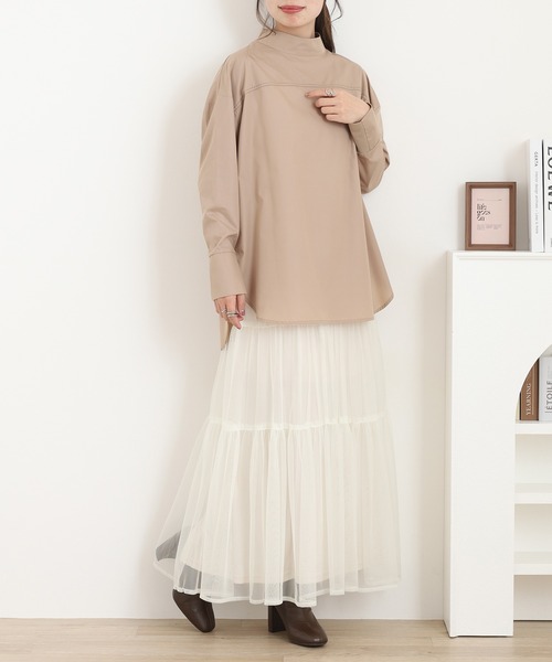 Anna Nicola（アンナニコラ）の「Anna Nicola バックボタンディテールブラウス（シャツ/ブラウス・レディース・ベージュ/ブラック・38）」の21枚目の写真