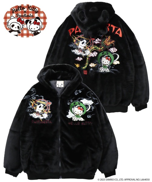 Hello Kitty×PANDIESTA 風神キティと雷神パンダフェイクファーパーカー