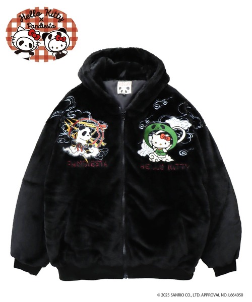 Hello Kitty×PANDIESTA 風神キティと雷神パンダフェイクファーパーカー