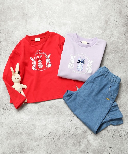 la poche biscuit（ラポシェビスキュイ）の「レースうさぎトレーナー（裏毛）（スウェット・キッズ・パープル/レッド・130/120/110/100/90/80）」の9枚目の写真