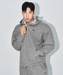 KNIT LIKE HOODIE ZIP UP [MELANGE GREY]