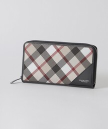 未使用 クレストブリッジチェックPVCラウンドジップウォレット グレー 黒 BLACK LABEL CRESTBRIDGE（ブラックレーベル・クレストブリッジ）の