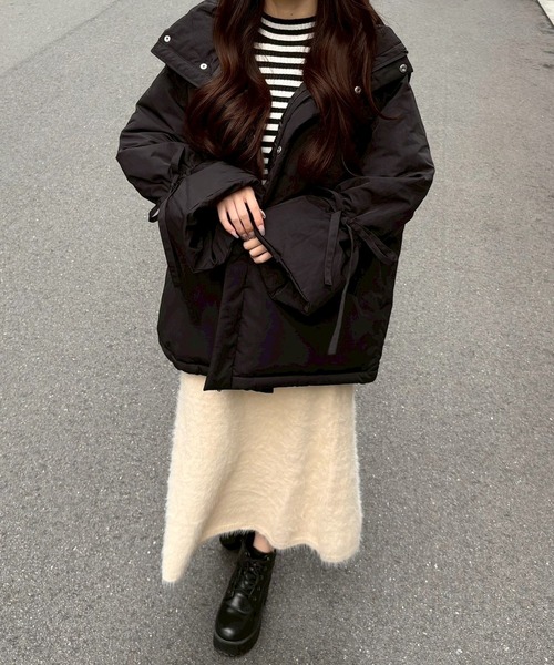 merrylatte（メリーラテ）の「2WAYリボンスリーブ中綿ジャケット【Muller Rossi】（ダウンジャケット/コート・レディース・ブラック・FREE）」の5枚目の写真