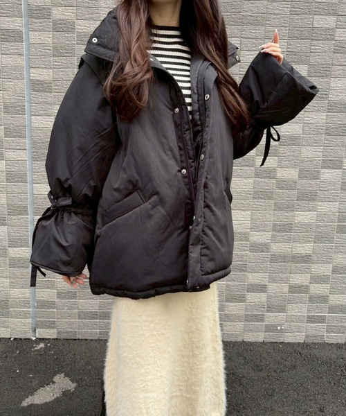 セール】2WAYリボンスリーブ中綿ジャケット【Muller Rossi】（ダウン