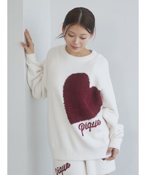 ジェラートピケ ハート ジャガードプルオーバー＆ショートパンツ　ブルージェラピケ ONLINE限定】ハートジャガードプルオーバー＆ショートパンツセット