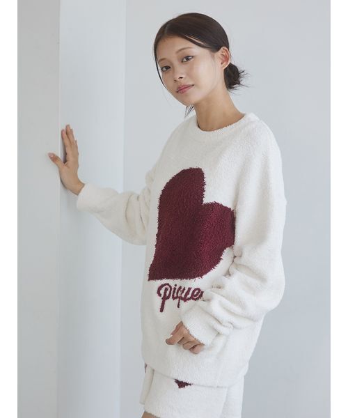 ジェラートピケ　ハートジャガードプルオーバー　上下セット ONLINE限定】ハートジャガードプルオーバー＆ロングパンツセット