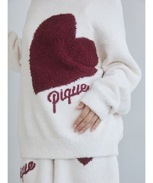 ジェラートピケ ハート ジャガードプルオーバー＆ショートパンツ　ブルージェラピケ ONLINE限定】ハートジャガードプルオーバー＆ショートパンツセット