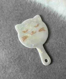 LOWO（ロワ）の「猫モチーフ 手鏡 コンパクトミラー かわいい ミニ メイクミラー キャット（手鏡/メイクミラー）」