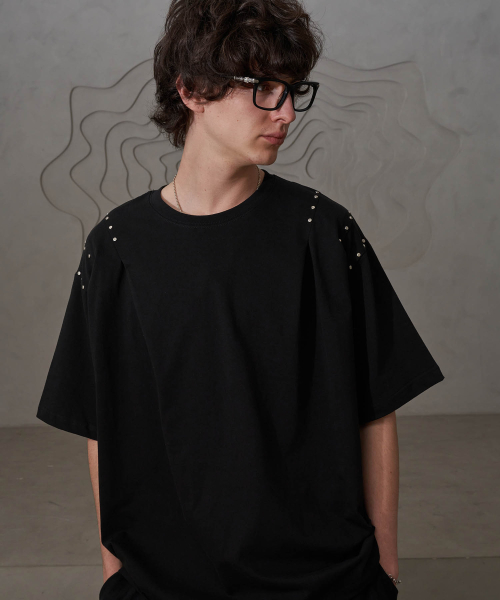 TENER(テネル)の「ショルダータックハッピースT(ブラック)(Tシャツ/カットソー・メンズ・その他・FREE)」の3枚目の写真