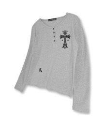 DAMISH（ダミシュ）の「ゴシッククロスヘンリーネックロングスリーブ_グレー（Tシャツ/カットソー）」