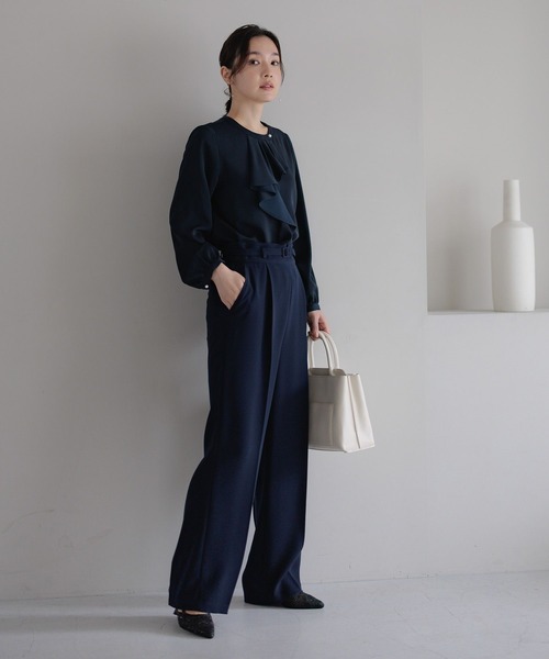 Andemiu（アンデミュウ）の「【WEB限定/T.P.O/2026】ストレートパンツ607876（スラックス・レディース・ネイビー/ブラック系1・LARGE/MEDIUM/SMALL）」の7枚目の写真