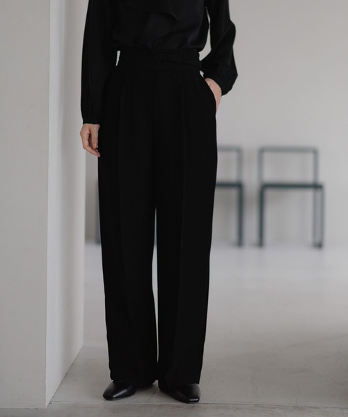 Andemiu（アンデミュウ）の「【WEB限定/T.P.O/2026】ストレートパンツ607876（スラックス・レディース・ネイビー/ブラック系1・LARGE/MEDIUM/SMALL）」の10枚目の写真