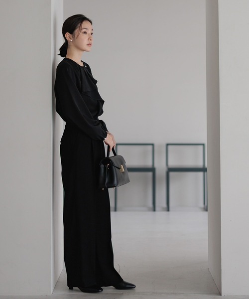 Andemiu（アンデミュウ）の「【WEB限定/T.P.O/2026】ストレートパンツ607876（スラックス・レディース・ネイビー/ブラック系1・LARGE/MEDIUM/SMALL）」の12枚目の写真