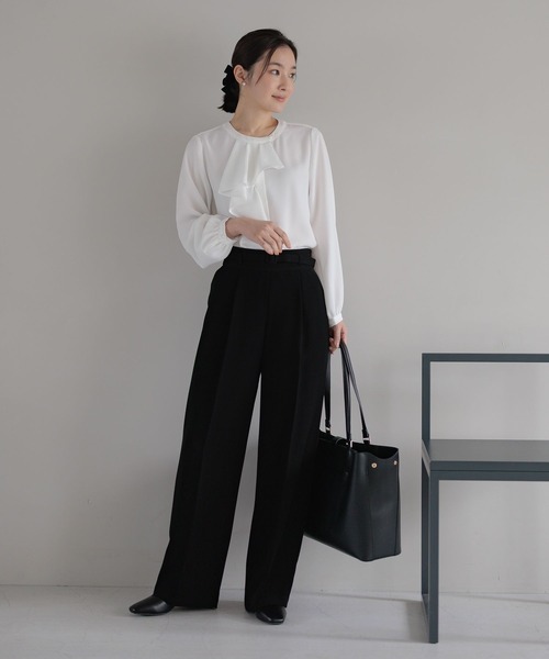 Andemiu（アンデミュウ）の「【WEB限定/T.P.O/2026】ストレートパンツ607876（スラックス・レディース・ネイビー/ブラック系1・LARGE/MEDIUM/SMALL）」の15枚目の写真