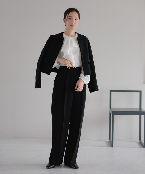 Andemiu（アンデミュウ）の「【WEB限定/T.P.O/2026】ストレートパンツ607876（スラックス・レディース・ネイビー/ブラック系1・LARGE/MEDIUM/SMALL）」の17枚目の写真