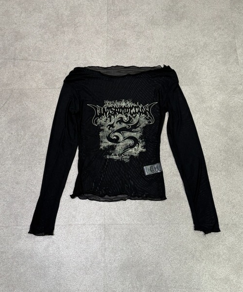 lilful(リルフル)の「【26年春夏新作】フロントデザイン シアーオフショルトップス(Tシャツ/カットソー・レディース・ブラック・S/M)」の16枚目の写真