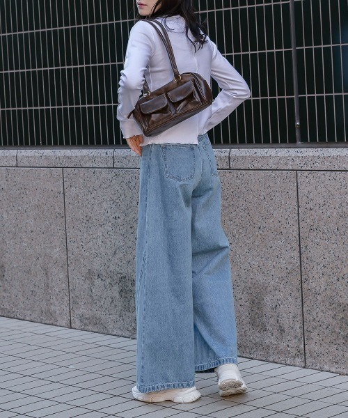 slattgir（スラットジール）の「高身長　サイドＶラインデニムワイドパンツ（トールサイズ）Essenave（その他パンツ・レディース・ブラック/ブルー・88/84/80/76/73/70/67/64）」の7枚目の写真