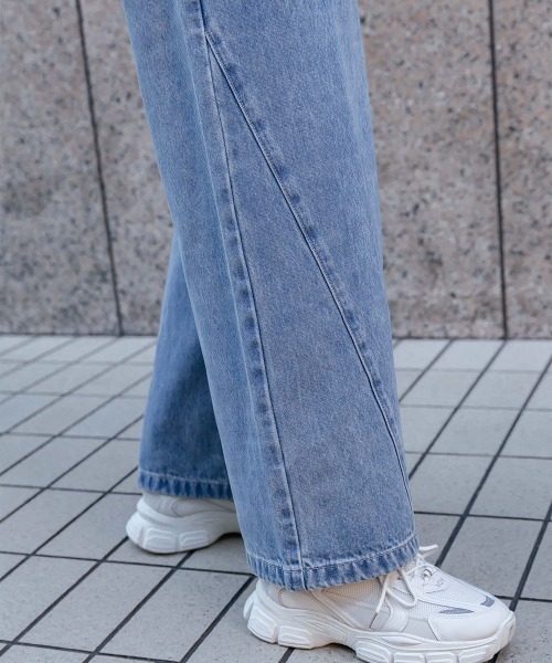 slattgir（スラットジール）の「高身長　サイドＶラインデニムワイドパンツ（トールサイズ）Essenave（その他パンツ・レディース・ブラック/ブルー・88/84/80/76/73/70/67/64）」の20枚目の写真