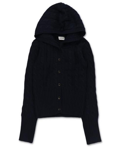 SPINNS（スピンズ）の「フード付きでこなれ感たっぷり★韓国っぽムード漂うケーブルニットカーデ（カーディガン/ボレロ・レディース・ボルドー/ネイビー/グレー/アイボリー・ONESIZE）」の3枚目の写真