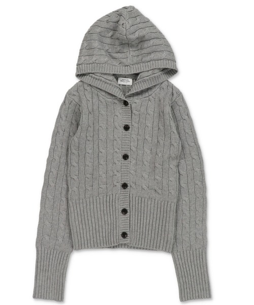 SPINNS（スピンズ）の「フード付きでこなれ感たっぷり★韓国っぽムード漂うケーブルニットカーデ（カーディガン/ボレロ・レディース・ボルドー/ネイビー/グレー/アイボリー・ONESIZE）」の2枚目の写真
