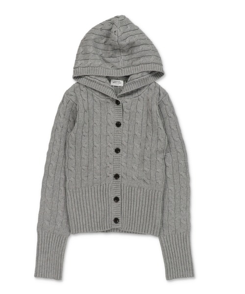SPINNS（スピンズ）の「フード付きでこなれ感たっぷり★韓国っぽムード漂うケーブルニットカーデ（カーディガン/ボレロ・レディース・ボルドー/ネイビー/グレー/アイボリー・ONESIZE）」の8枚目の写真