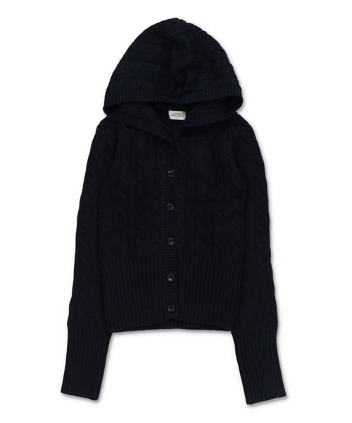 SPINNS（スピンズ）の「フード付きでこなれ感たっぷり★韓国っぽムード漂うケーブルニットカーデ（カーディガン/ボレロ・レディース・ボルドー/ネイビー/グレー/アイボリー・ONESIZE）」の6枚目の写真