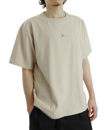 12番手切り替え ニュートロロゴ シルバー ベージュ ラウンド 半袖Tシャツ