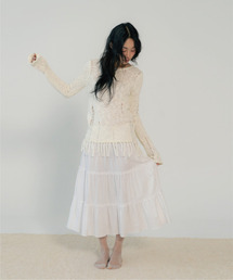 JACQUARD TIERED SKIRT (WHITE)