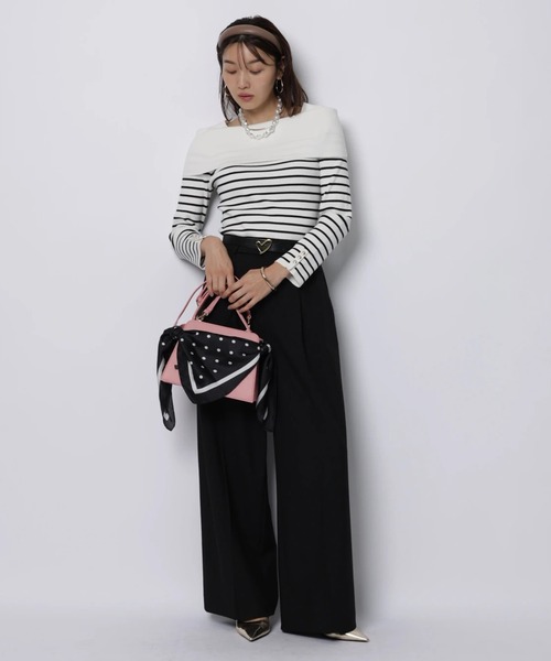 JUSGLITTY（ジャスグリッティー）の「ケープオフショルニット（ニット/セーター・レディース・ピンク系その他/ブラック系その他2/ホワイト/ミント/ブラック系その他・2）」の8枚目の写真