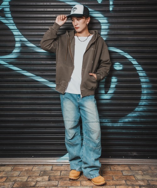 En serio TOKYO（エンソリオトーキョー）の「【SIDEWAYSTANCE】ピグメント裏毛ジップパーカー（パーカー・メンズ・ブラウン/ブラック・SMALL/MEDIUM/X-LARGE/LARGE）」の10枚目の写真