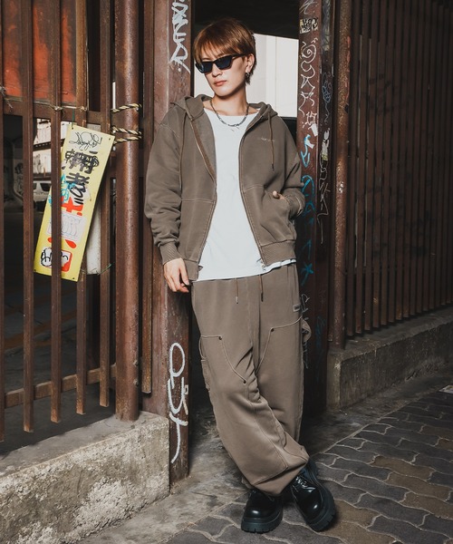 En serio TOKYO（エンソリオトーキョー）の「【SIDEWAYSTANCE】ピグメント裏毛ジップパーカー（パーカー・メンズ・ブラウン/ブラック・SMALL/MEDIUM/X-LARGE/LARGE）」の11枚目の写真