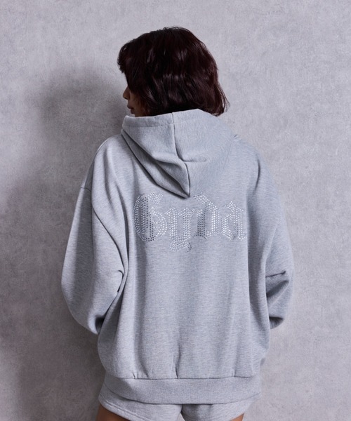 GYDA（ジェイダ）の「NEW BACK GYDAラインストーンラメパーカー（パーカー・レディース・その他1/ライトグレー/オフホワイト/ブラック・FREE）」の3枚目の写真