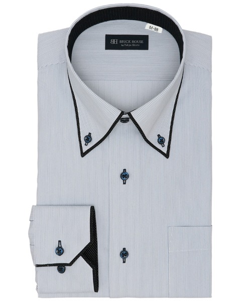 TOKYO SHIRTS(トウキョウシャツ)の「【透け防止】 形態安定ノンアイロン ボタンダウン 長袖ビジネスワイシャツ(大きいサイズ・長いサイズ)(ビジネスシャツ・メンズ・ブルー・首回り39cm-裄丈88cm/首回り41cm-裄丈90cm/首回り42cm-裄丈90cm/首回り43cm-裄丈90cm/首回り45cm-裄丈82cm/首回り45cm-裄丈86cm/首回り45cm-裄丈90cm/首回り47cm-裄丈86cm/首回り47cm-裄丈90cm)」の1枚目の写真