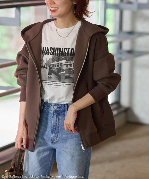 JOURNAL STANDARD relume（ジャーナルスタンダード　レリューム）の「《WEB限定追加4》フーディーブルゾン（パーカー・レディース・チャコールグレー/スミクロ/ブラウン・FREE）」の3枚目の写真