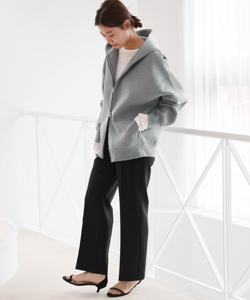 JOURNAL STANDARD relume（ジャーナルスタンダード　レリューム）の「《WEB限定追加4》フーディーブルゾン（パーカー・レディース・チャコールグレー/スミクロ/ブラウン・FREE）」の4枚目の写真