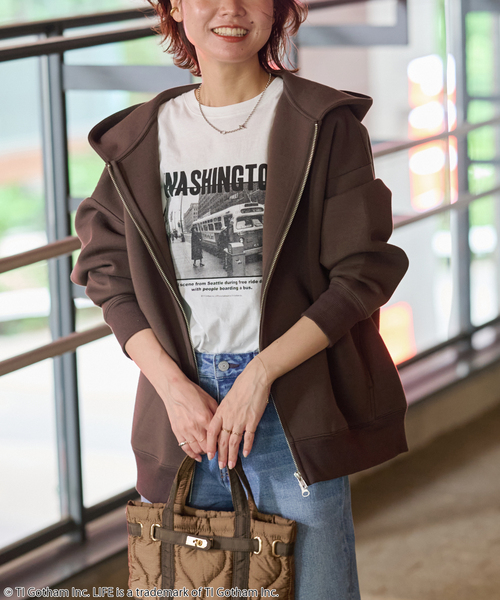 JOURNAL STANDARD relume（ジャーナルスタンダード　レリューム）の「《WEB限定追加4》フーディーブルゾン（パーカー・レディース・チャコールグレー/スミクロ/ブラウン・FREE）」の20枚目の写真