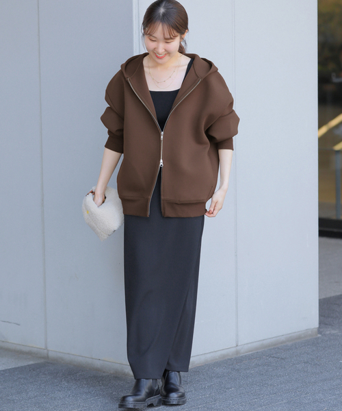 JOURNAL STANDARD relume（ジャーナルスタンダード　レリューム）の「《WEB限定追加4》フーディーブルゾン（パーカー・レディース・チャコールグレー/スミクロ/ブラウン・FREE）」の22枚目の写真