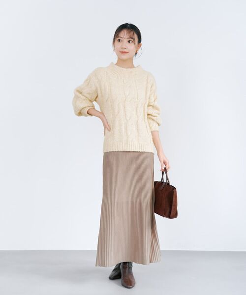 COHINA(コヒナ)の「パネルリブマーメイドニットスカート 【低身長・小柄女性】(スカート・レディース・グレー/グリーン/ベージュ・REGULAR/SHORT)」の13枚目の写真