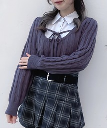 レイヤードケーブルニット
